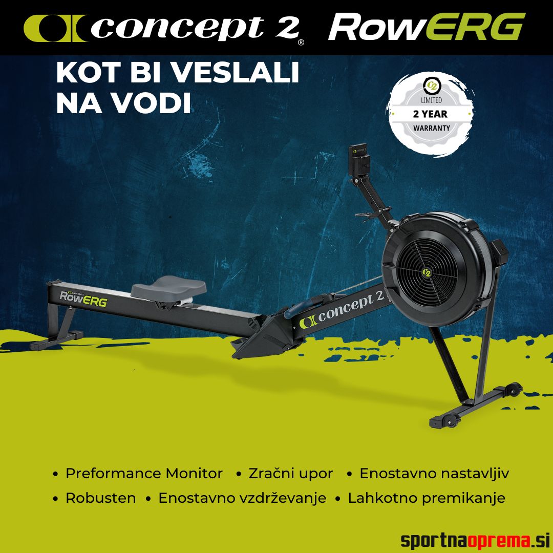Concept2 RowErg – profesionalna veslaška naprava za celotno telo, ki vam prinaša občutek svobode in veselja.