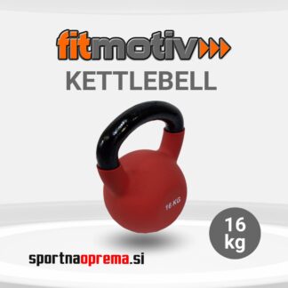 Fitmotiv Kettlebell 16 kg - kettlebell utež iz litega železa prevlečena z neoprensko gumo