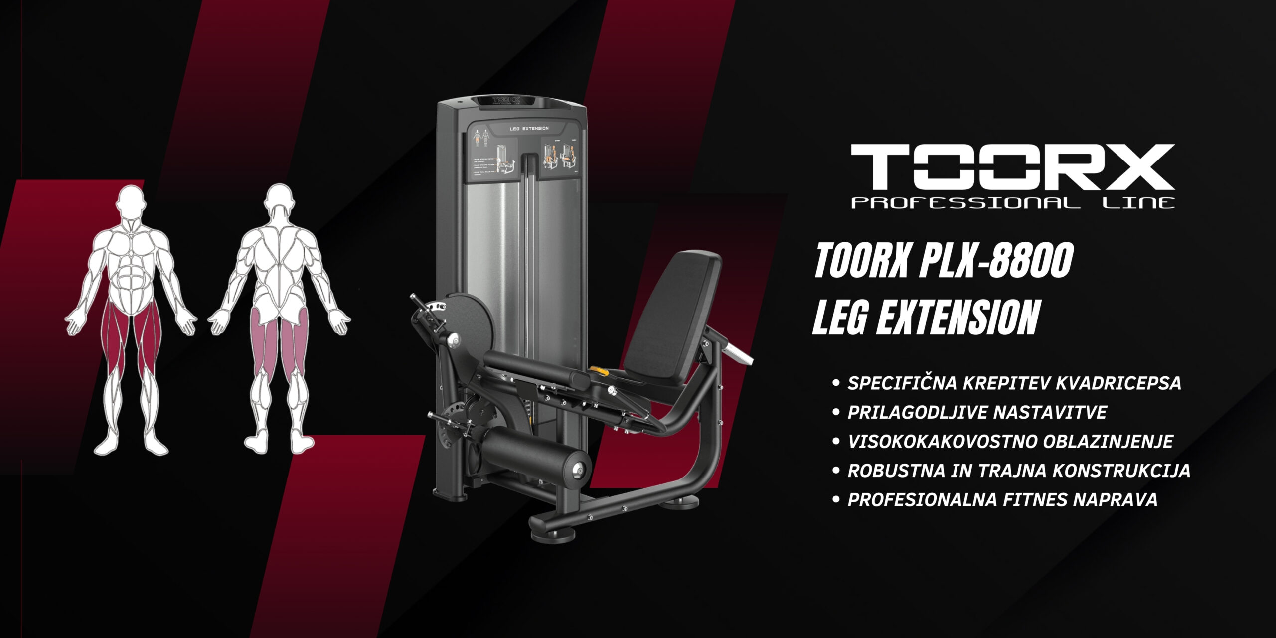 Toorx PLX-8800 Leg Extension - profesionalna fitnes naprava za trening zgornjega dela nog - pin loaded