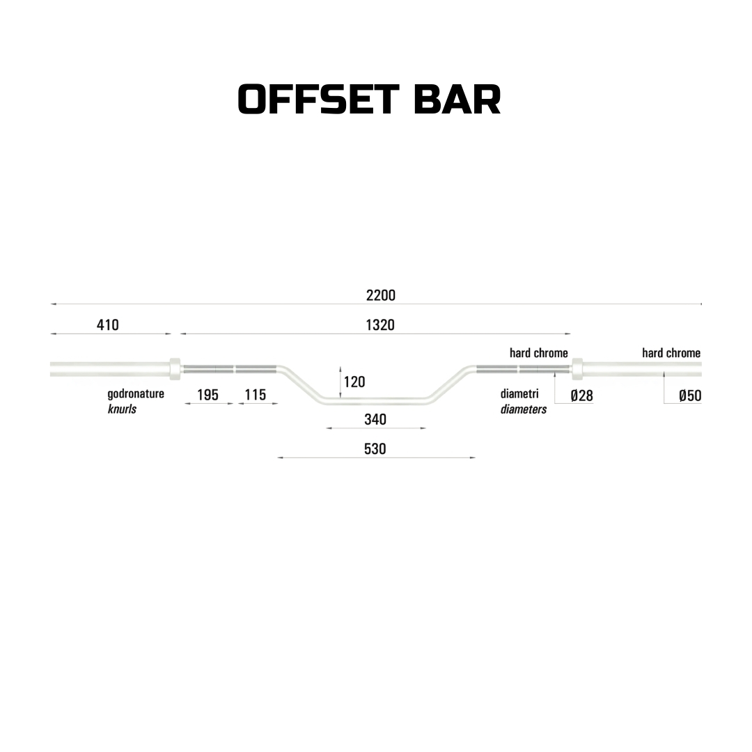 Toorx Offset Bar - specialna olimpijska palica - dolžina 220 cm, teža 20 kg, max. obr. 320 kg