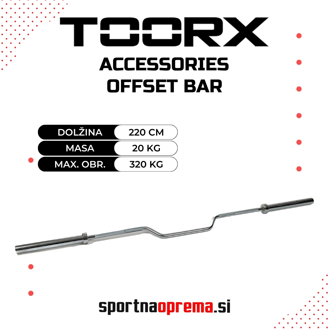Toorx Offset Bar - specialna olimpijska palica - dolžina 220 cm, teža 20 kg, max. obr. 320 kg