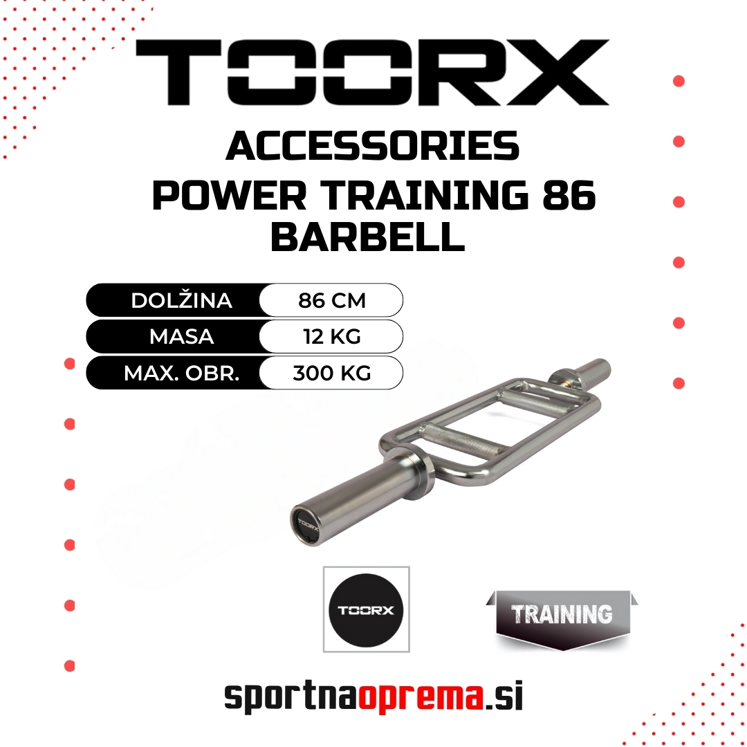Toorx Power Training 86 Barbell - kompaktna olimpijska palica - dolžina 86cm, teža 12 kg, max. obr. 300 kg