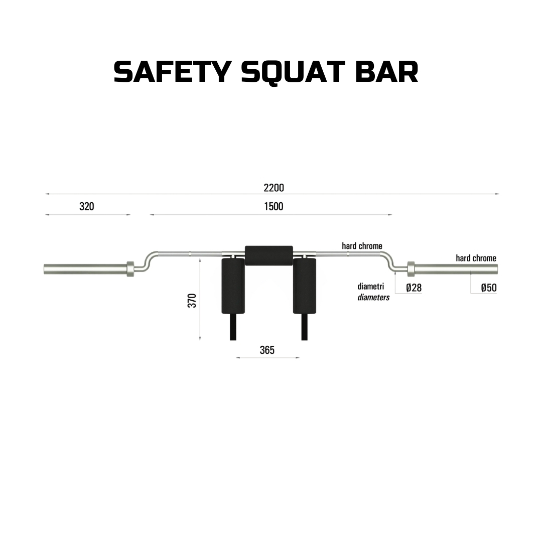 Toorx Safety Squat Bar - olimpijska palica za počepe - dolžina 220 cm, teža 28 kg, max. obr. 320 kg