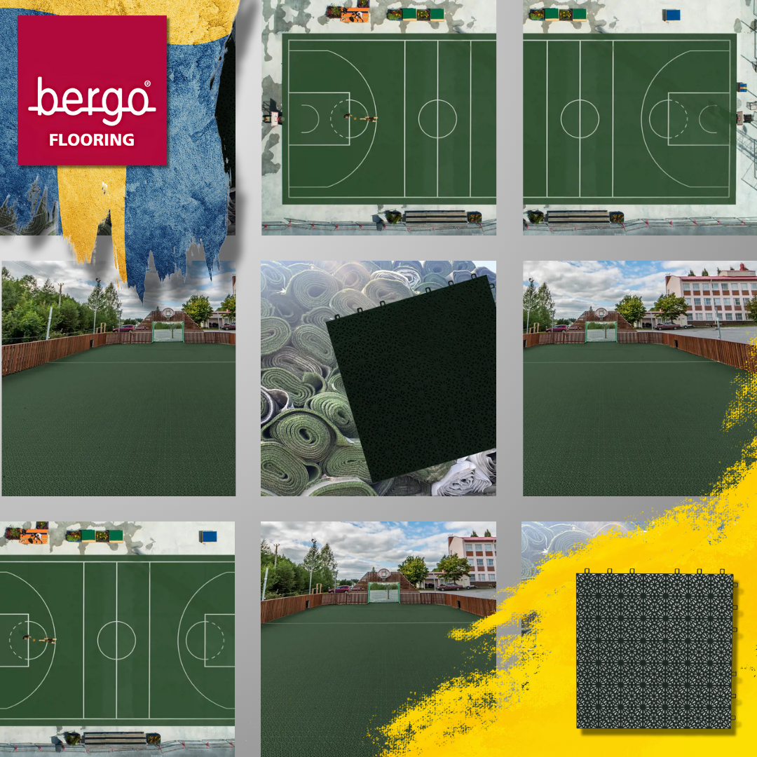 Bergo Ultimate Plus by GreenMatter™ talne plošče v športni dvorani.