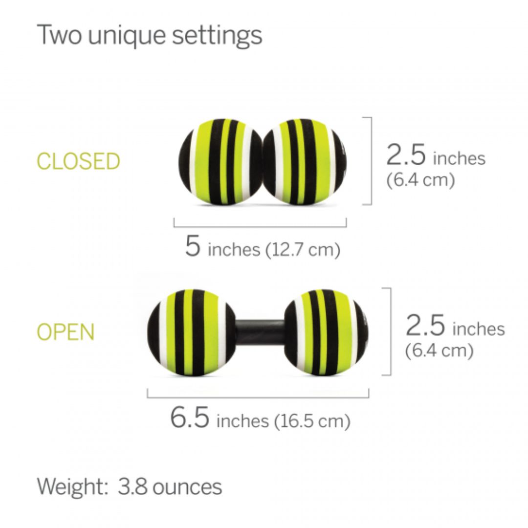 MB2 Roller masažni valjček v uporabi na hrbtu / MB2 Roller masažni valjček v roki