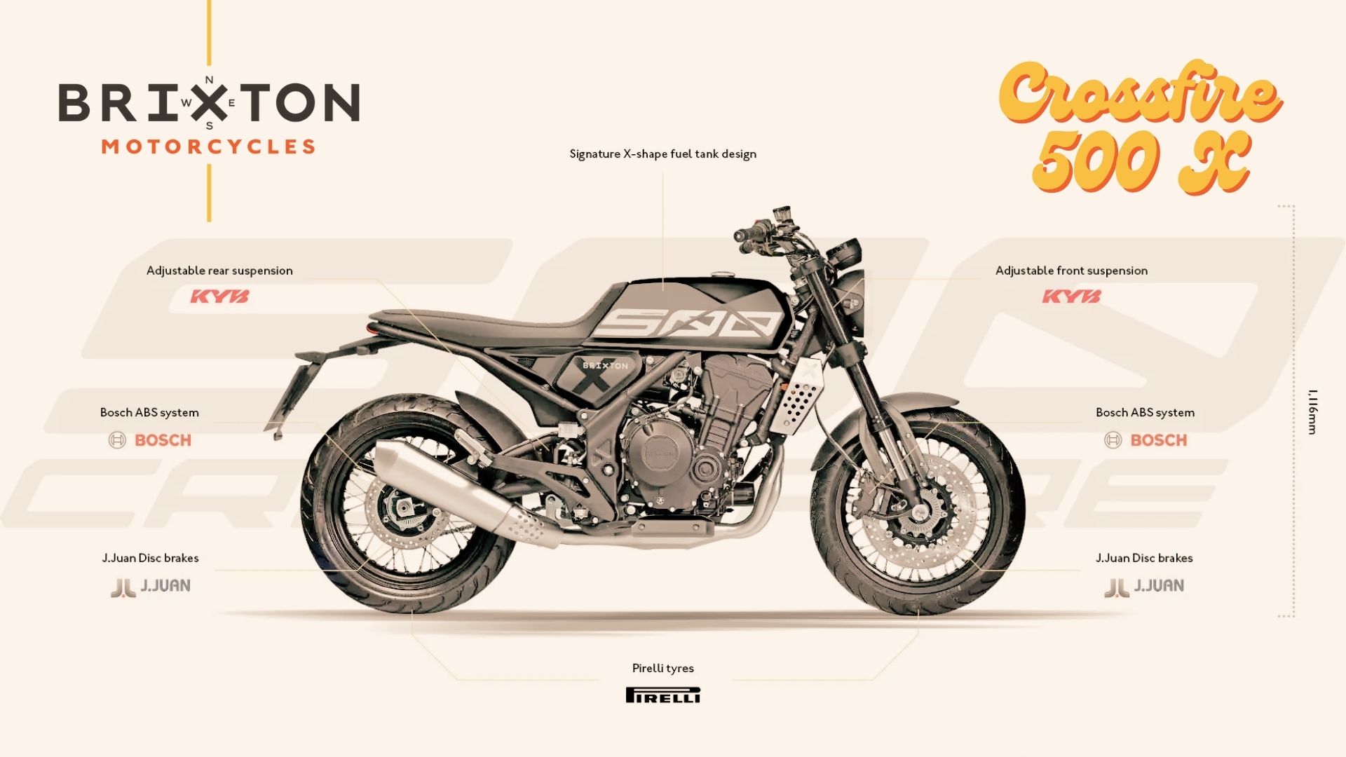 Dvovaljni motor (486 ccm) na Crossfire 500 X s celotnim izpušnim sistemom iz nerjavečega jekla