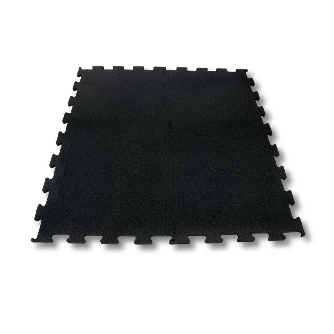 Gumirana puzzla 1 x 1 m x 10 mm – črna, protizdrsna podlaga za fitnes in zaščito tal