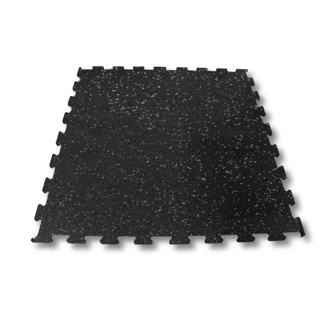 Gumirana puzzla 1 x 1 m x 10 mm s sivim EPDM – črna, protizdrsna podlaga za fitnes in zaščito tal