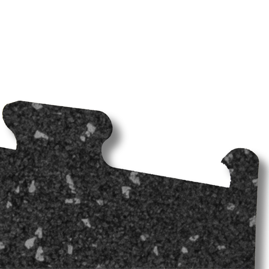 Gumirana puzzla 1 x 1 m x 10 mm s sivim EPDM – črna, protizdrsna podlaga za fitnes in zaščito tal