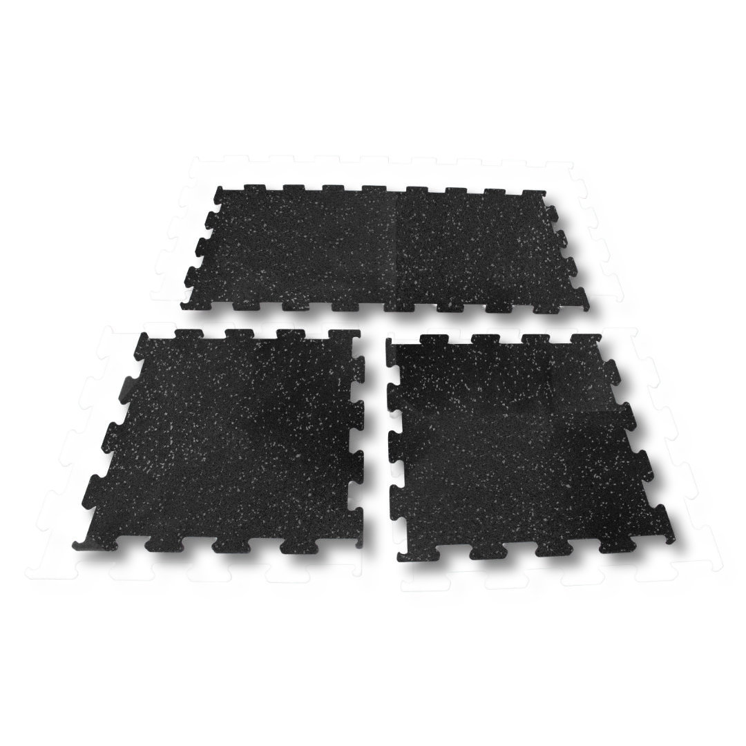Gumirana puzzla 1 x 1 m x 10 mm s sivim EPDM – črna, protizdrsna podlaga za fitnes in zaščito tal