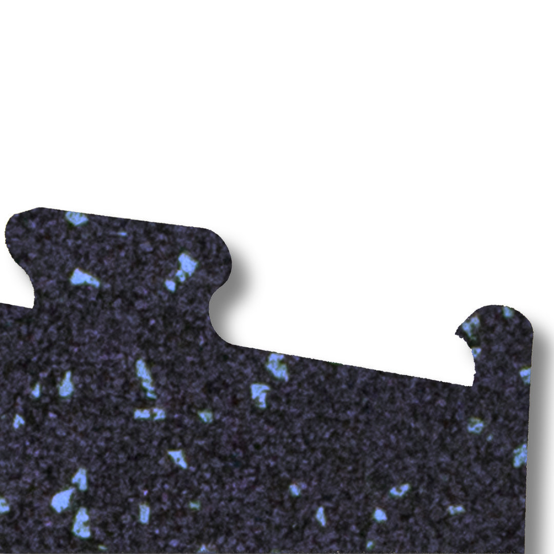 Gumirana puzzla 1 x 1 m x 10 mm z modrim EPDM – črna, protizdrsna podlaga za fitnes in zaščito tal