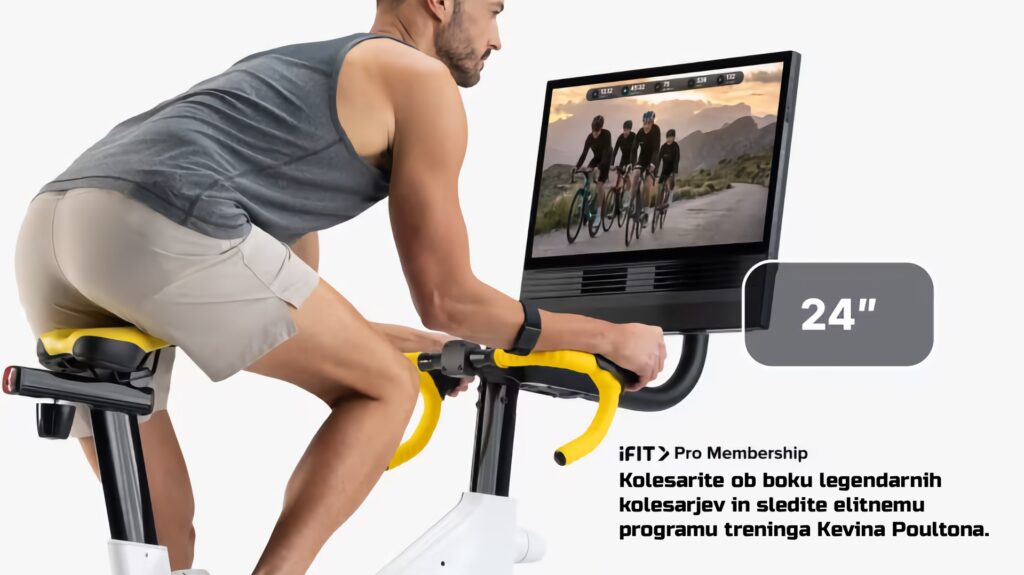 NordicTrack Tour de France Indoor Bike – dirkalno sobno kolo s 24-palčnim HD zaslonom in iFIT tehnologijo za realistično vadbo