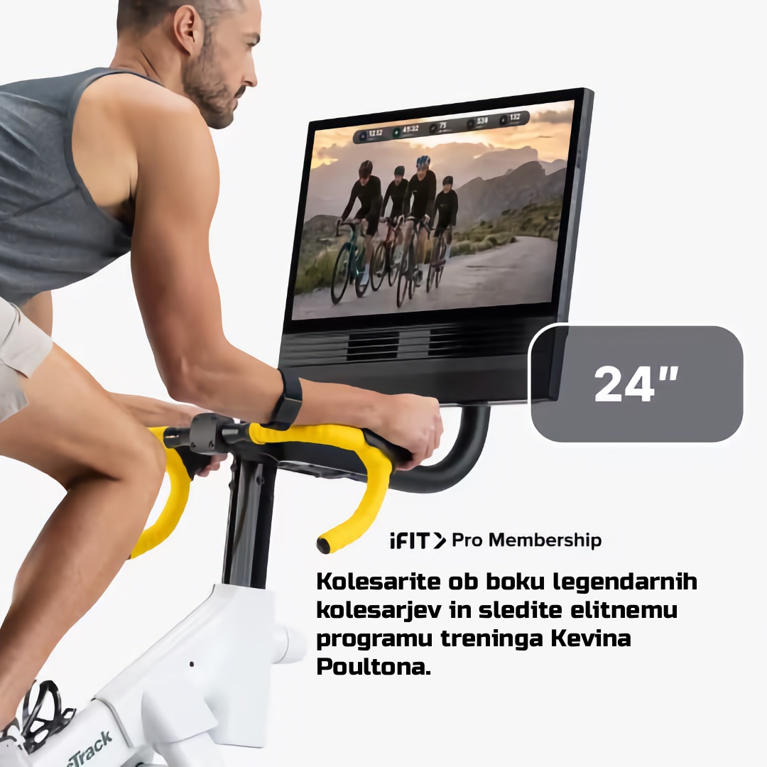 NordicTrack Tour de France Indoor Bike – dirkalno sobno kolo s 24-palčnim HD zaslonom in iFIT tehnologijo za realistično vadbo
