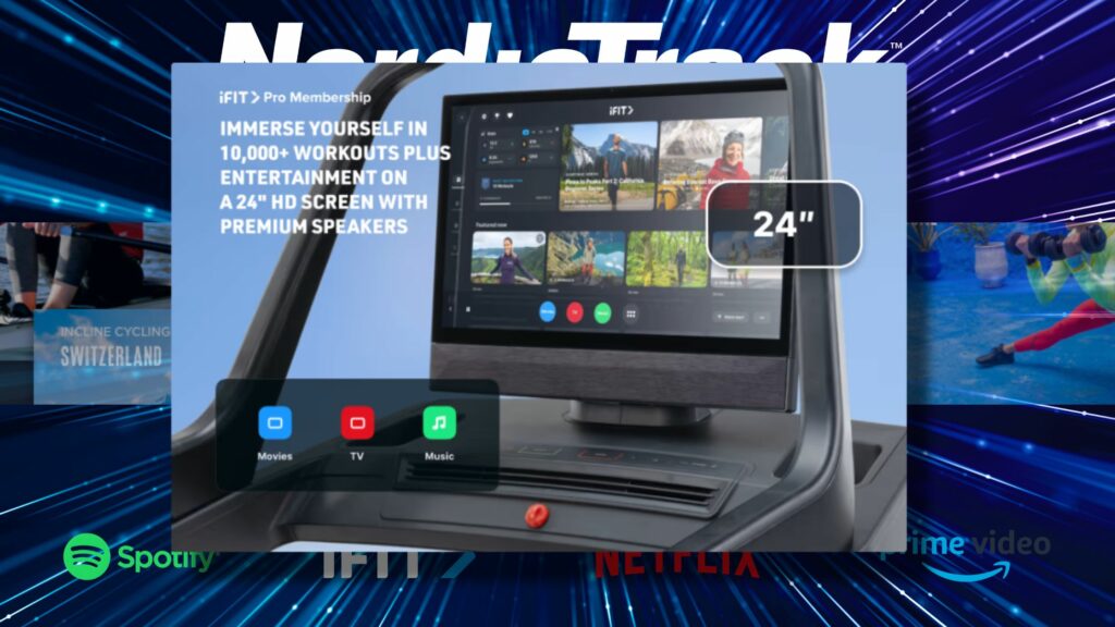 NordicTrack X24 Treadmill - tekalna steza - 4,25 CHP - od -3% do 40% naklona - 24″ HD zaslon na dotik - možnost uporabe aplikacije iFit