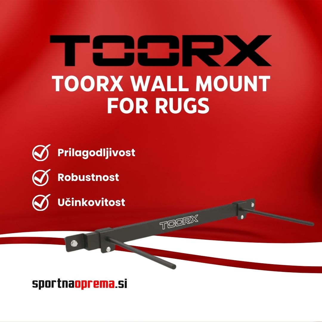 Toorx Wall Mount For Rugs – stenski nosilec za vadbene blazine, črne barve, iz železa