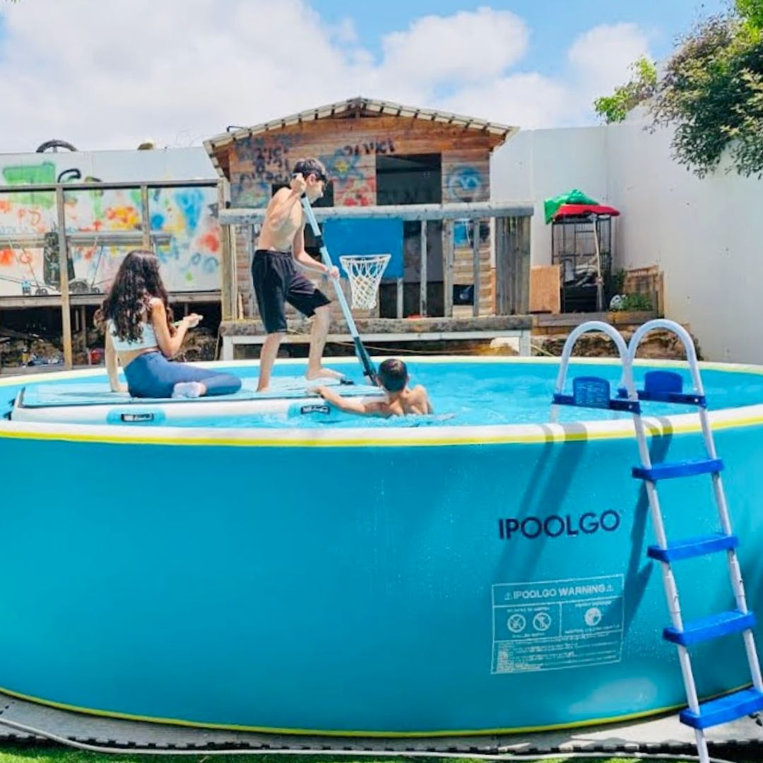 IPoolGo okrogli bazen 6 m x 1,6 m | Siva Barva | s tlačilko | Neprekosljiva Prostranost Za Brezskrbno Poletje! - slika 30