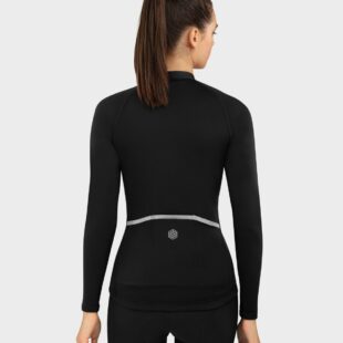 SIROKO Core Ashland ženska termo kolesarska majica – siva, z dolgimi rokavi, oprijem in zaščita za hladne ture