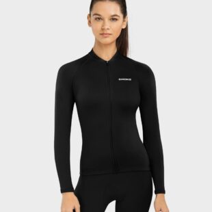 SIROKO Core Ashland ženska termo kolesarska majica – siva, z dolgimi rokavi, oprijem in zaščita za hladne ture