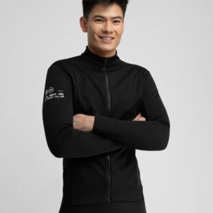 SIROKO Core Everest moška zimska kolesarska jakna – softshell, vodoodbojna, črna z reflektivnimi detajli