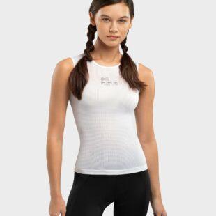 SIROKO Core Vivid ženski kolesarski osnovni sloj – mrežasta bela majica, popolno prileganje in zračnost za tople dni