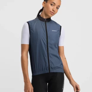 SIROKO V1-W Lavaredo ženski kolesarski brezrokavnik, črne barve, za zaščito pred vetrom in optimalno zračnost