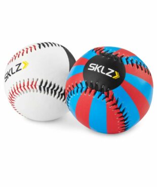 SKLZ Spin Vision Baseball – komplet dveh učnih žog za met, z barvnimi in vizualnimi oznakami