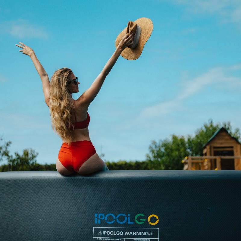 IPoolGo okrogli bazen 6 m x 1,6 m | Siva Barva | s tlačilko | Neprekosljiva Prostranost Za Brezskrbno Poletje! - slika 6