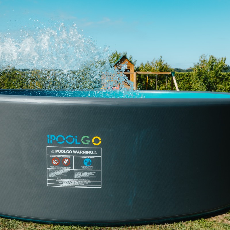 IPoolGo okrogli bazen 6 m x 1,6 m | Siva Barva | s tlačilko | Neprekosljiva Prostranost Za Brezskrbno Poletje! - slika 18