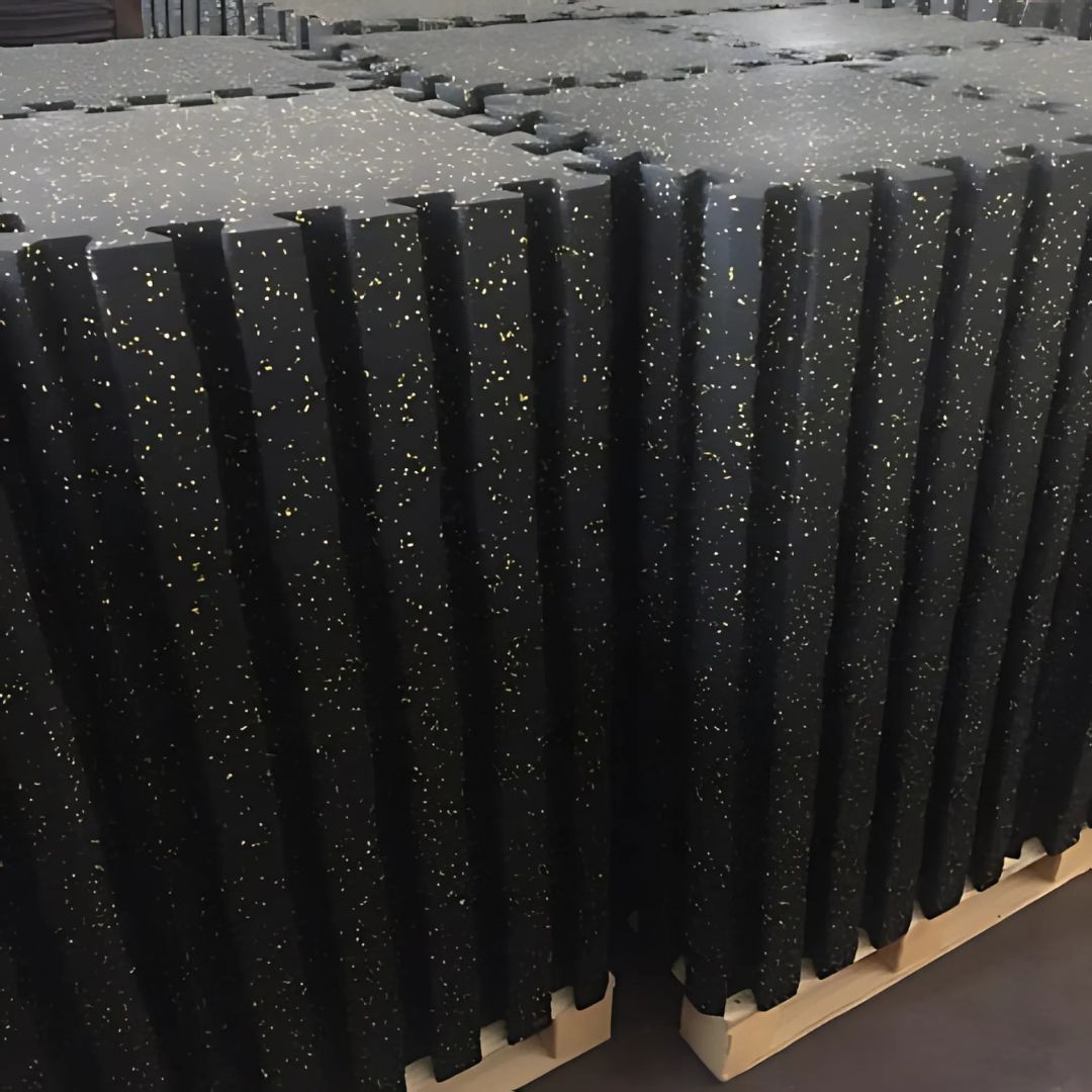 Fitmat gumirana puzzla 50x50 cm x 5 mm – protizdrsna gumena talna obloga z rumenim EPDM dodatkom