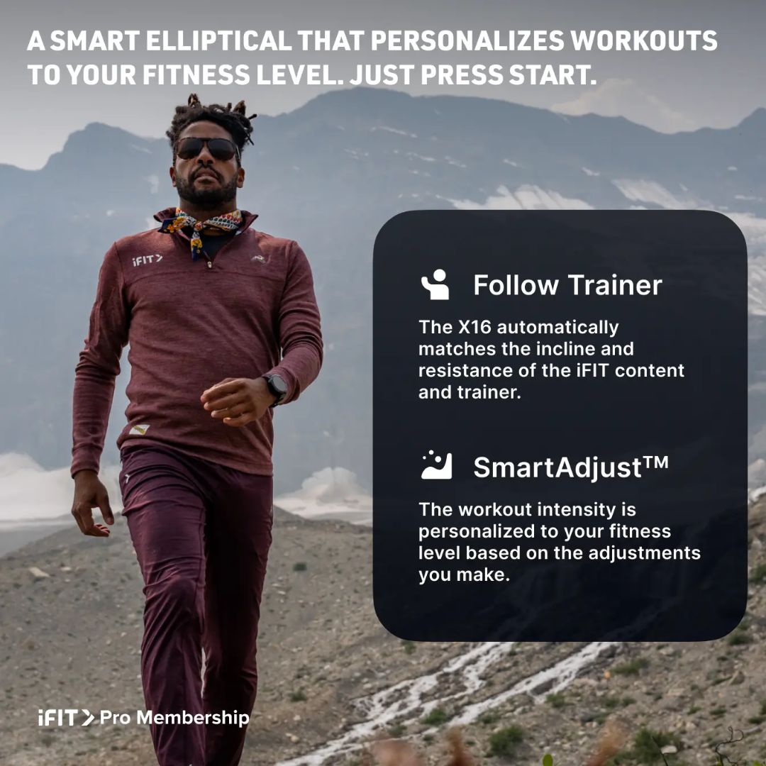 NordicTrack X16 Elliptical – premium 3‑v‑1 eliptik z inteligentnim nadzorom in iFIT zaslonom