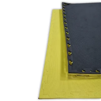 Tatami podloga puzzle 1x1 m 2 cm – rumeno-črna talna obloga iz EVA pene za vadbo in otroške igralnice