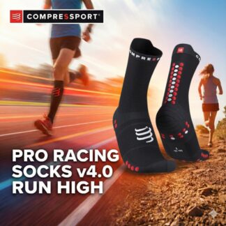Compressport Pro Racing Sock v4.0 Run High | Black/Red | Adijo žulji, pozdravljen osebni rekord - T2 (39 - 41)