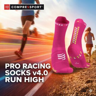 Compressport Pro Racing Sock v4.0 Run High | Fluo Pink/Primerose | Adijo žulji, pozdravljen osebni rekord - T1 (35 - 38)